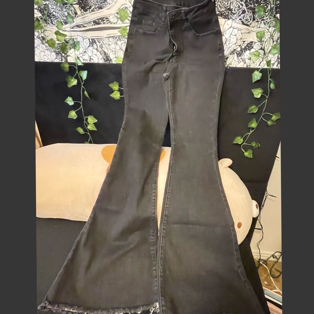High-rise Raw Hem Flare Jeans | Goth, Alternative